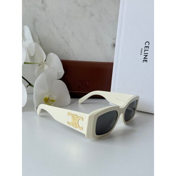 NEW Celine CL40282U Triomphe XL White Gold Sunglasses